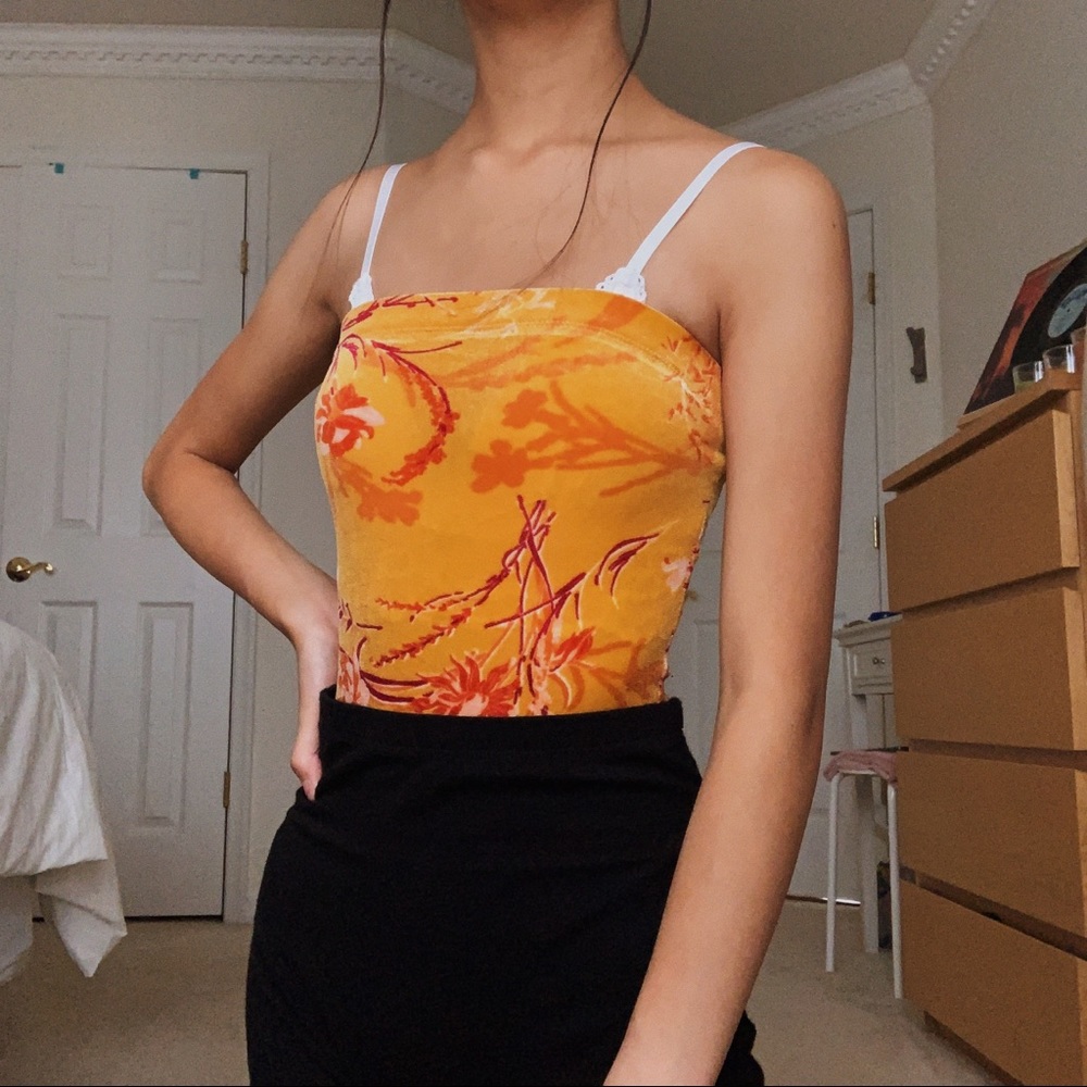 URBAN OUTFITTERS mustard velvet bodysuit NWOT